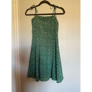 SHEIN Green Floral Tie Dress